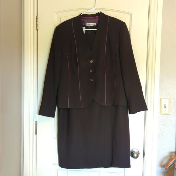 Vintage Created for Mary Kay by Brookhurst, Inc. Brown Wool Dress & Jacket 16R - Picture 1 of 16